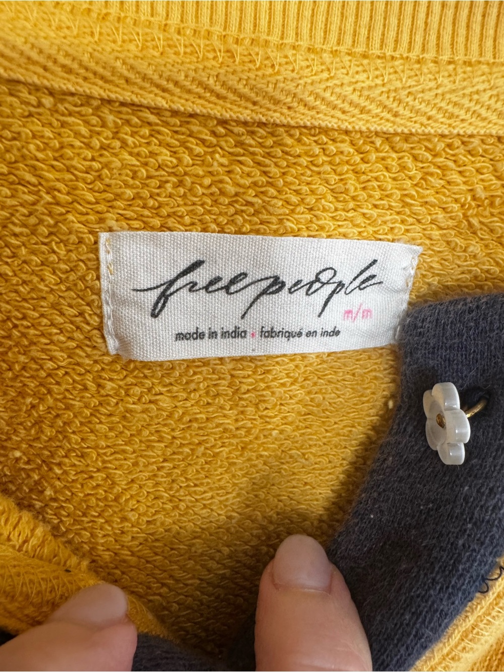 Free People Yellow Graphic Snap-Front Sweatshirt - Picture 2 of 3